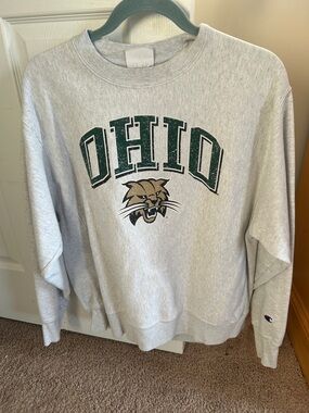 Champion Gray Ohio Graphic Sweatshirt with Green and Tan Logo